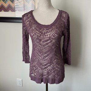 Pink Rose Mauve Lacy Weave Sweater S